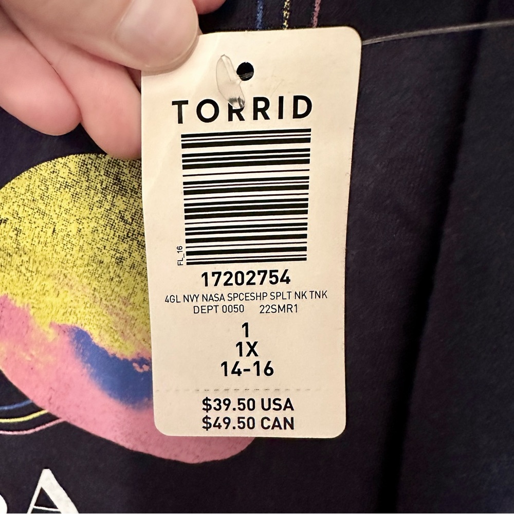 Torrid 1X Cotton NASA Navy Split Neck Graphic Tank Top NWT - Picture 8 of 11